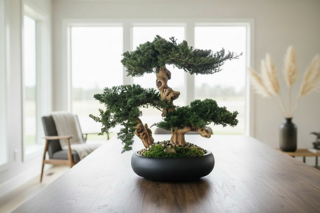 Preserved Triple Bonsai Tree in 13" Mango Wood Bowl
